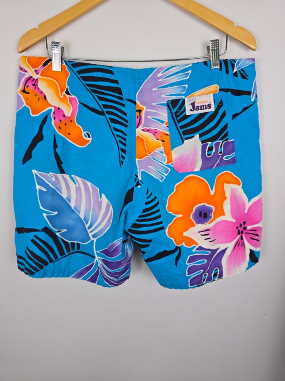 Vintage 80s Surf Line Hawaii Original Jams Tropical Floral Swim Shorts L - Picture 2 of 11